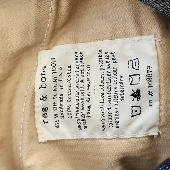 rag & bone RB 15x Slim Straight Jeans Size 34 Rinse Selvge - Picture 6 of 10